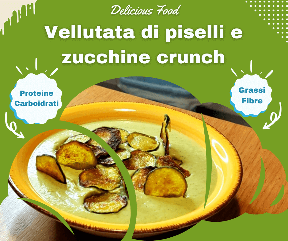 Vellutata di piselli e zucchine crunch