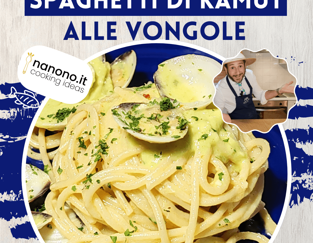 spaghetti alle vongole su crema di porri