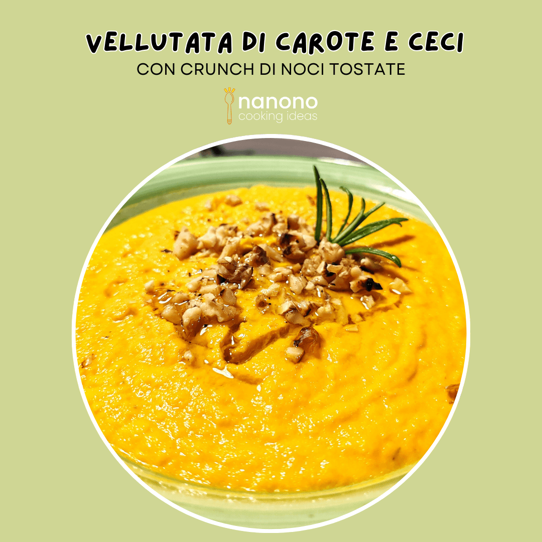 Vellutata di carote e ceci con noci tostate