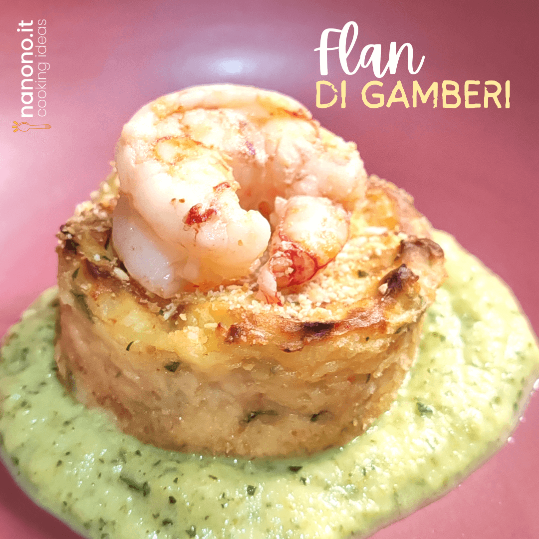 Flan di gamberi su crema di zucchine